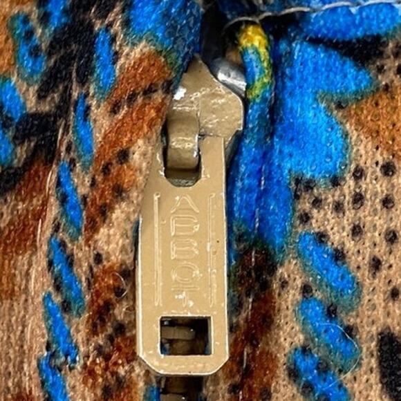 Vintage 60s Floral Fit & Flare Dress Tie Belt Long Sleeve Brown Blue Womens 8 - Picture 8 of 8